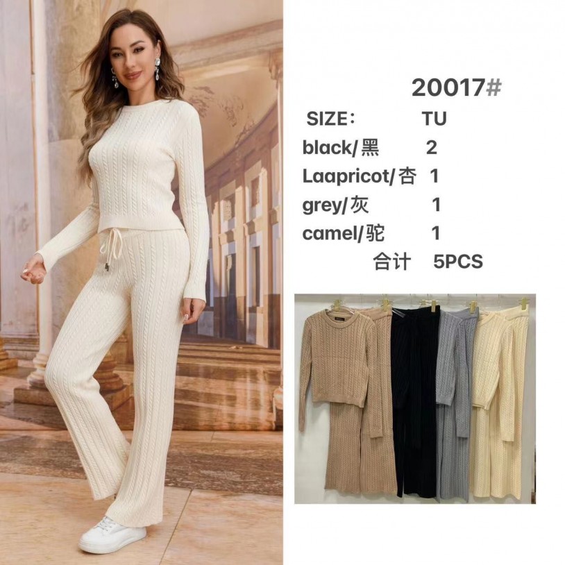 20017 Women's Cable Knit Two-Piece Loungewear Set